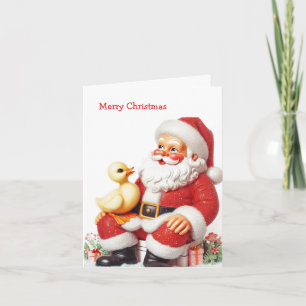 Kerstkaart met eendjes in vintage stijl kaart