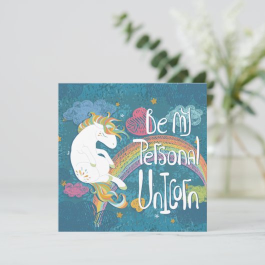 Kerstkaart met eenhoorn (Staand voorkant)