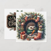 Kerstkaart met Egel (Voorkant / Achterkant)