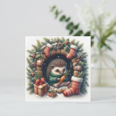Kerstkaart met Egel (Staand voorkant)