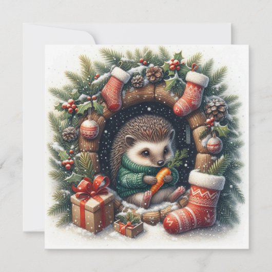 Kerstkaart met Egel (Voorkant)