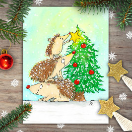 Kerstkaart met egel van N. Janes Briefkaart