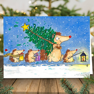 Kerstkaart met egels  kaart