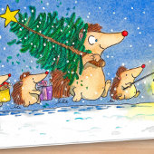 Kerstkaart met egels  kaart