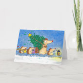 Kerstkaart met egels  kaart (Voorkant)