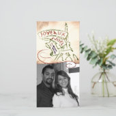 Kerstkaart met Eiffeltoren (Staand voorkant)