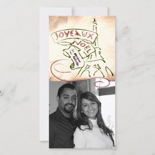 Kerstkaart met Eiffeltoren (Voorkant)