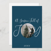 Kerstkaart met eigen foto en tekst 'Joy' (Voorkant / Achterkant)