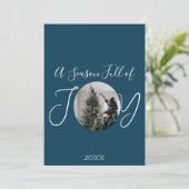 Kerstkaart met eigen foto en tekst 'Joy' (Staand voorkant)