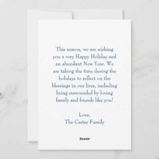 Kerstkaart met eigen foto en tekst 'Joy' (Achterkant)