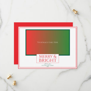 Kerstkaart met eigen foto in vrolijke rode kerst u save the date