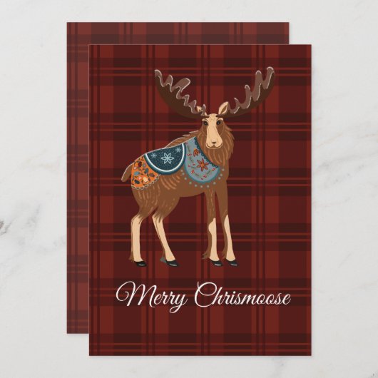 Kerstkaart met eland (Voorkant / Achterkant)