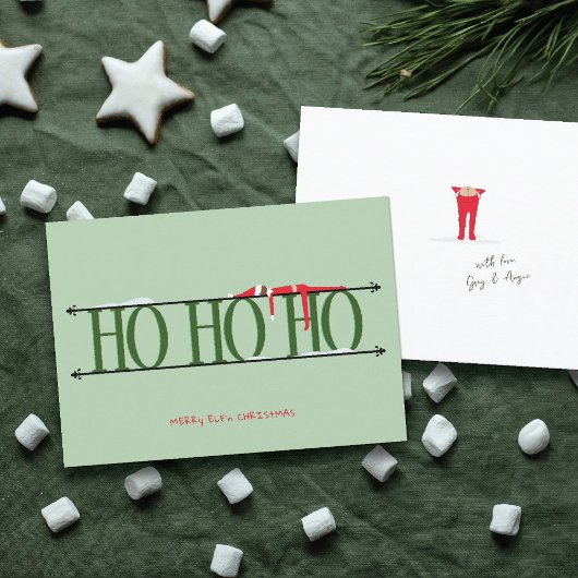 Kerstkaart met Elf Shenanigans Flat Groen