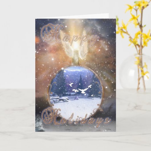 KERSTKAART MET ENGEL GELUKKIGE FEestDAGEN Kaart (Gele Bloem)