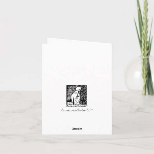 Kerstkaart met engel in art-nouveau-stijl van Bear Feestdagen Kaart (Achterkant)