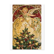 Kerstkaart met engelachtige baby