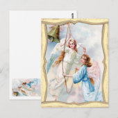Kerstkaart met engelen en kerstbel briefkaart (Voorkant / Achterkant)