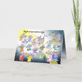 Kerstkaart met engelen in de hemel kaart