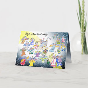 Kerstkaart met engelen in de hemel kaart