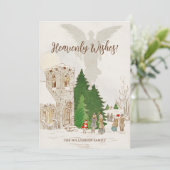 Kerstkaart met engelwensen (Staand voorkant)