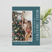Kerstkaart met familiefoto (Staand voorkant)