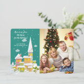 Kerstkaart met familiefoto (Staand voorkant)