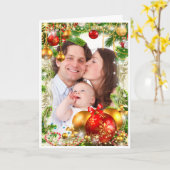 kerstKaart met familiefoto Aangepaste groet Kaart (Gele Bloem)