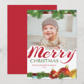 Kerstkaart met familiefoto aankondiging (Voorkant / Achterkant)