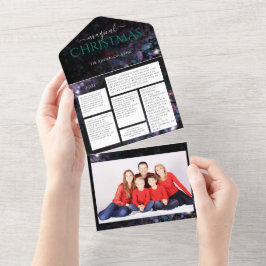 Kerstkaart met familiefoto en nieuwsbrief all in one uitnodiging