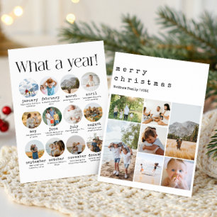 Kerstkaart met familiefoto op schrijfmachine Jaaro