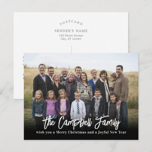 Kerstkaart met familiefoto vakantie ansichtkaart feestdagenkaart (Voorkant / Achterkant)