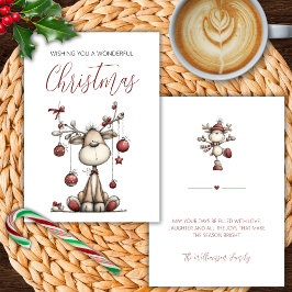 Kerstkaart met Fantasierijke Rendieren Kaart