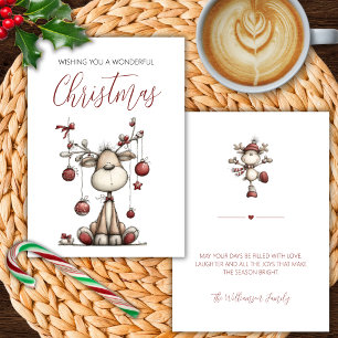 Kerstkaart met Fantasierijke Rendieren Kaart