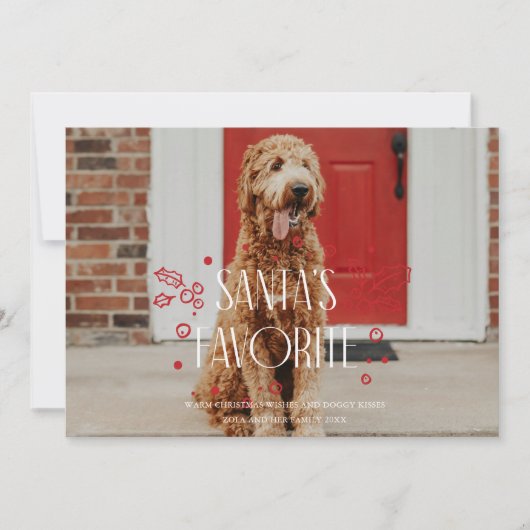 Kerstkaart met favoriete grappige huisdierenfoto v kaart (Voorkant)