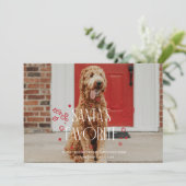 Kerstkaart met favoriete grappige huisdierenfoto v kaart (Staand voorkant)