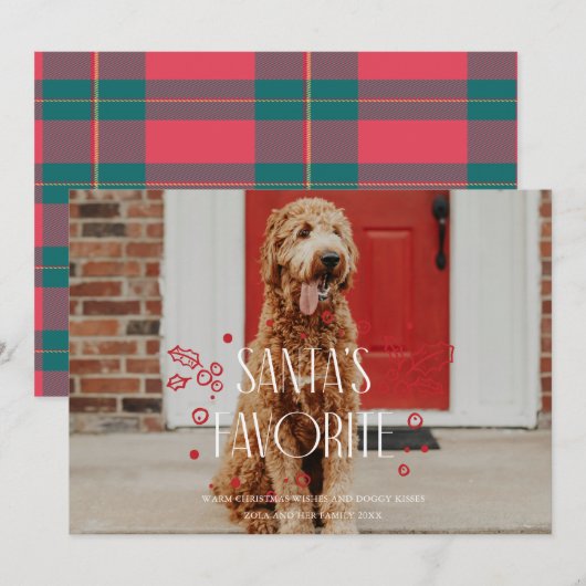 Kerstkaart met favoriete grappige huisdierenfoto v kaart (Voorkant / Achterkant)