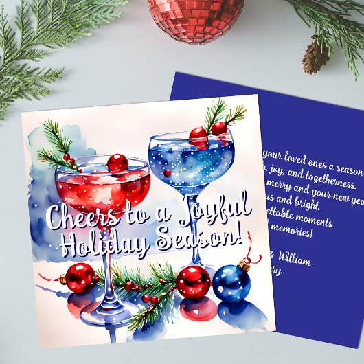 Kerstkaart met feestelijke cocktailgroet