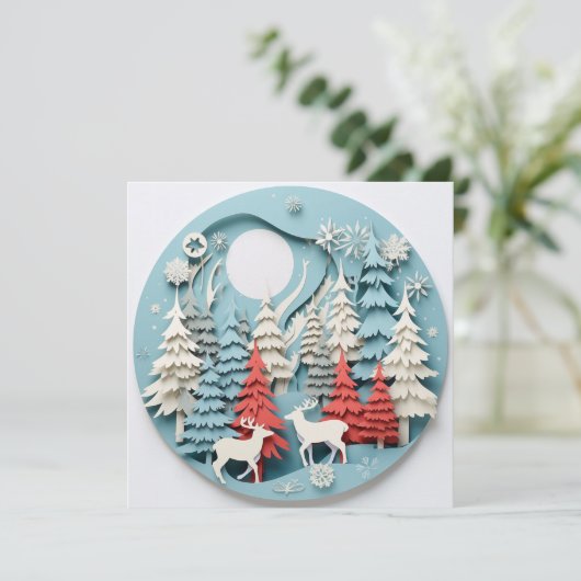 Kerstkaart met feestelijke decoratie (Staand voorkant)