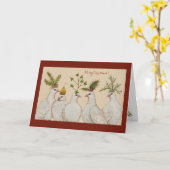 Kerstkaart met feestelijke duiven kaart (Gele Bloem)