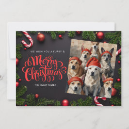 Kerstkaart met feestelijke huisdierfoto