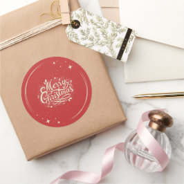 Kerstkaart met feestelijke kerstgroet ontwerp ronde sticker