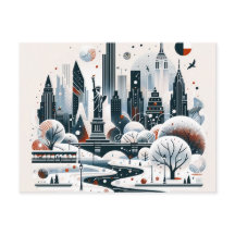 Kerstkaart met feestelijke lichten van New York Ci