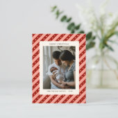 Kerstkaart met feestelijke rode gestreepte sterfot (Staand voorkant)