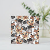 Kerstkaart met feestvierende Pugs (Staand voorkant)