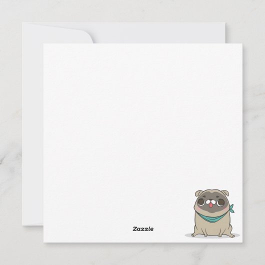 Kerstkaart met feestvierende Pugs (Achterkant)