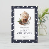 Kerstkaart met Festieve Blauwe Warme Chocolade (Staand voorkant)