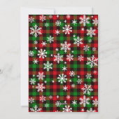 Kerstkaart met Festieve Plaid en Sneeuwvlokken (Achterkant)