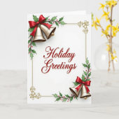 Kerstkaart met Festieve Script Kaart (Gele Bloem)