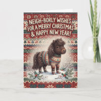 Kerstkaart met Festive Shetland Pony