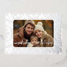 Kerstkaart met folie dennenappel - wit folie feestdagenkaart